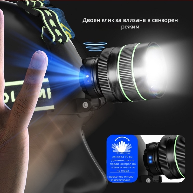 Челна LED лампа, 60W, 6000mAh, ръчно захранвана, 360° въртене, обхват до 500m