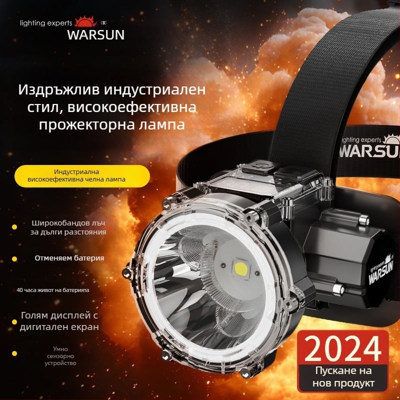 Walmon WE01 LED челна лампа за нощен риболов с клип за шапка, презареждаема, 5W, ABS корпус, обхват до 500 м