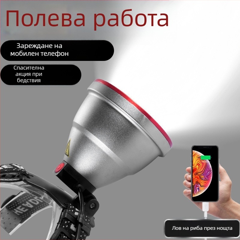 LED челна лампа USB зареждане, алуминиева сплав, LED източник, обсег над 500 м, ръчно захранване