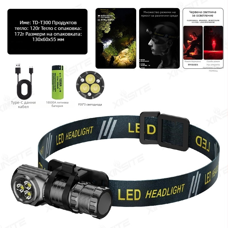 XINSITE LED фенер от алуминиев сплав, магнитен край, водоустойчив, преносим за къмпинг, 10W, 2000mAh, обхват над 500 м