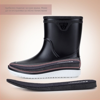 Мъжки дъждовни ботуши до средата на подбедрицата, подплатени с флийс, водоустойчиви и нехлъзгащи се, PVC върхове