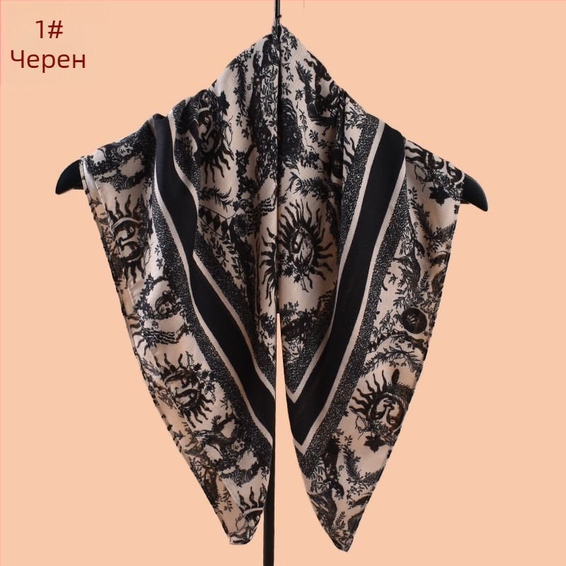Rz7020 Шал от памук с шарка херингойн и принт в стил артистичен винтидж