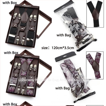 Унисекс презрамки за панталони с 6 клипа, регулируеми, здрав еластичен ластик, полиестерни влакна с гумена лента, кръстосан гръб дизайн