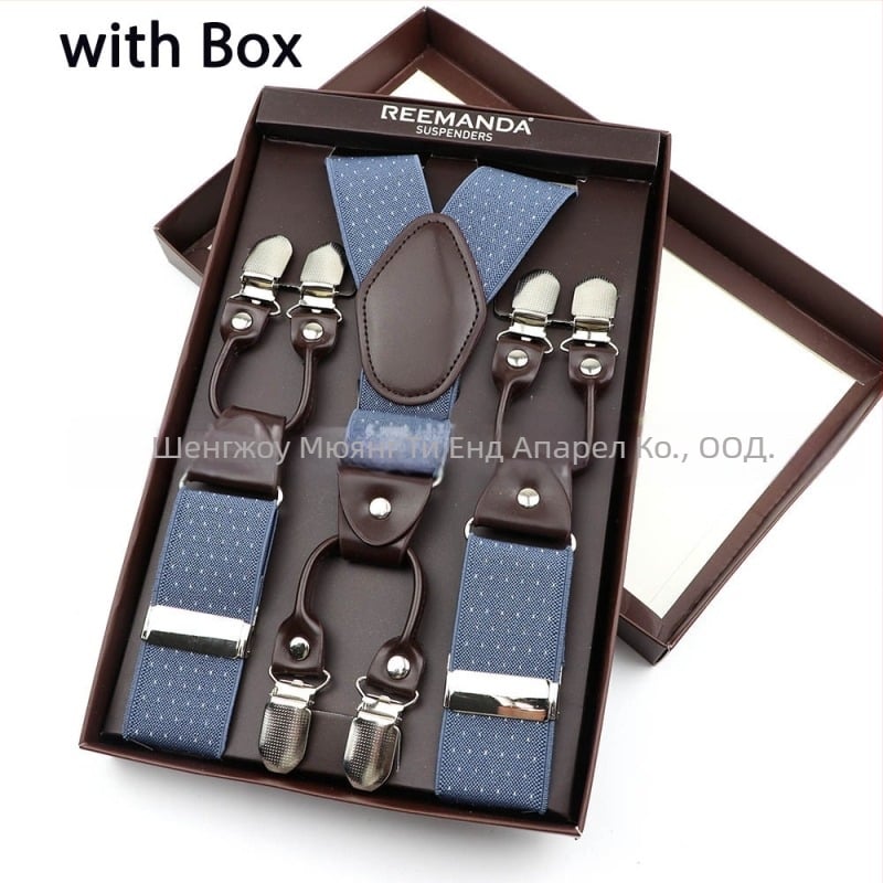 Унисекс презрамки за панталони с 6 клипа, регулируеми, здрав еластичен ластик, полиестерни влакна с гумена лента, кръстосан гръб дизайн