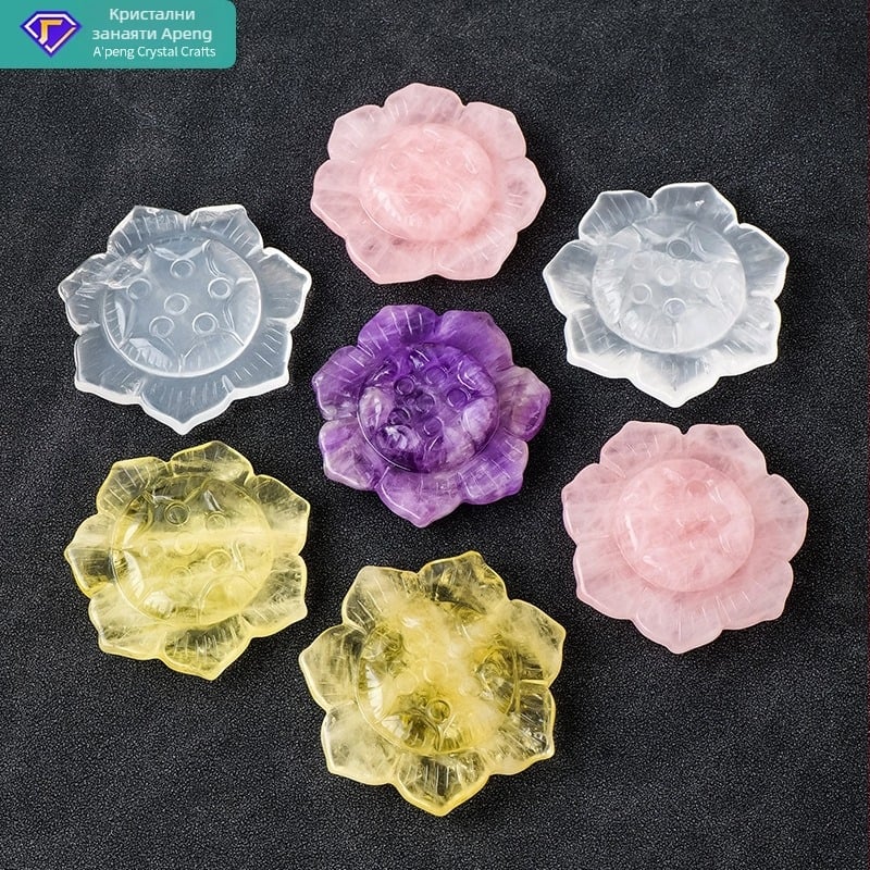 Кристална резба на лотос, марка Appen Crystal Crafts, кристален камък, стил модерен минимализъм, опаковка PP пакет