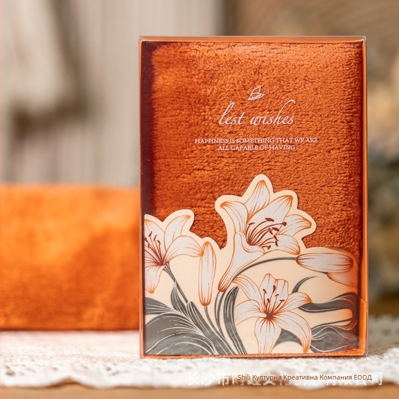 Кутия за подаръчна кърпа Shili, корал флис, сватбен подарък