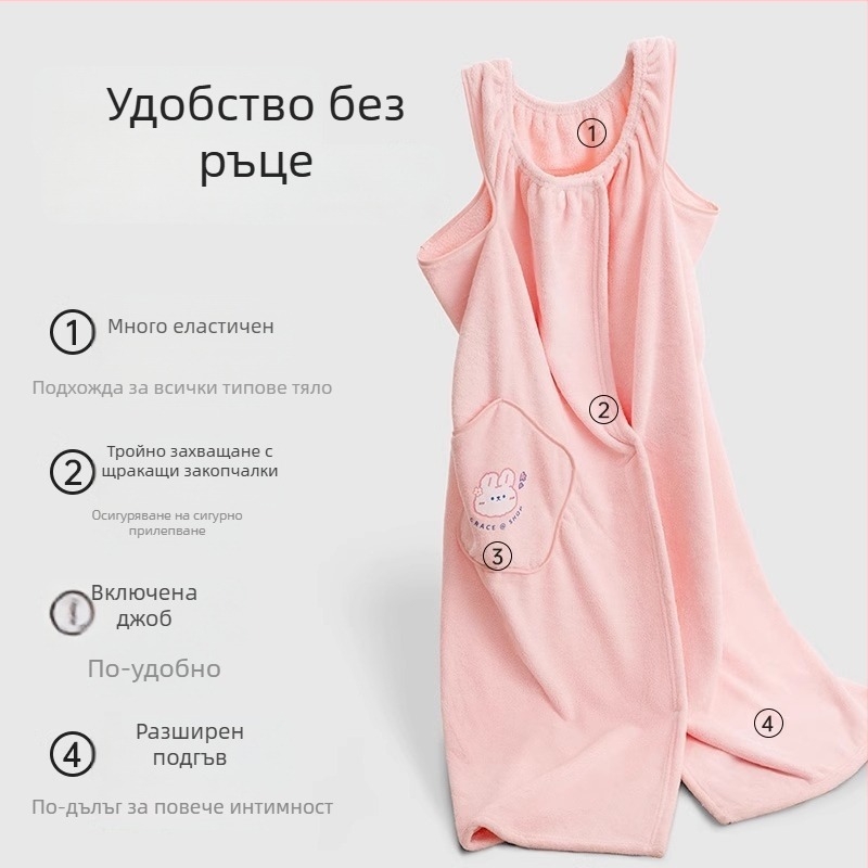 Роба за баня за семейно ползване - носещ се плащ, бързосъхнеща, 100% полиестер, за родители и деца, 270g/480g