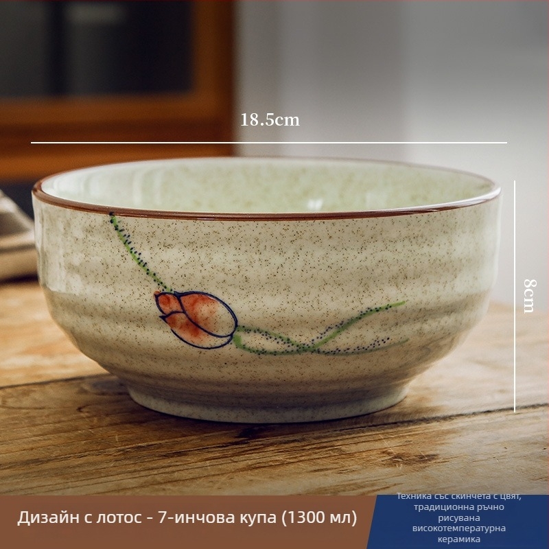 Керамична купа за ориз и супа с глазура под повърхността, посуда в китайски национален стил, кръгла, винтидж лукс, подходяща за микровълнова, разнообразни шарки