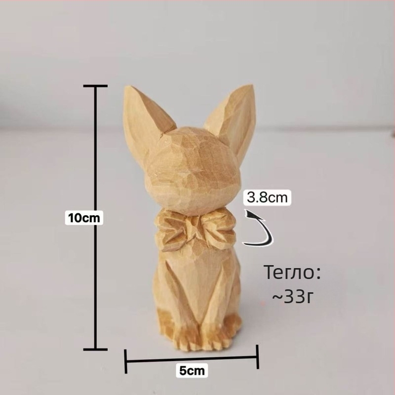 Basswood дърворезба котка Gigi за бюро, шкаф за телевизор и кафе масичка – ръчно гравирано, DIY рисуване, модерно изкуство