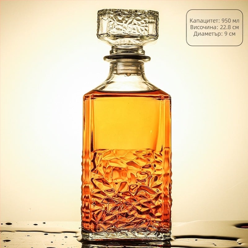 Стъклена бутилка за вино със запечатване, квадратно диамантено дъно, готова за печат