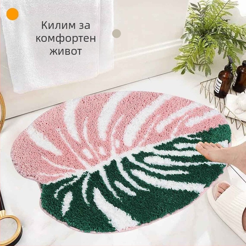 Листоподобен входен килим за врата, полиестерни влакна, INS стил, за всекидневна, спалня и баня
