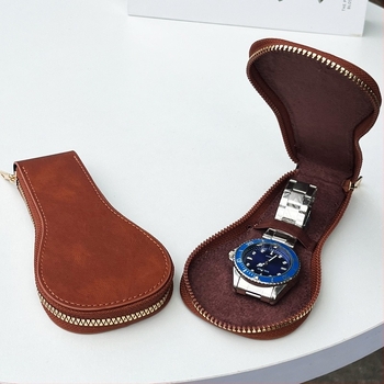 GJ123 PU кожена чанта за съхранение на часовници с пришиване, за подаръчна и бижутерийна опаковка
