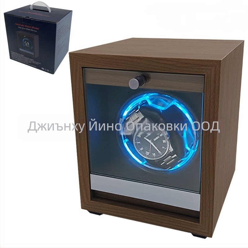 Кутия за навиване на часовници, електрическа, MDF/ABS корпус с memory foam, стъклена врата, за механични часовници