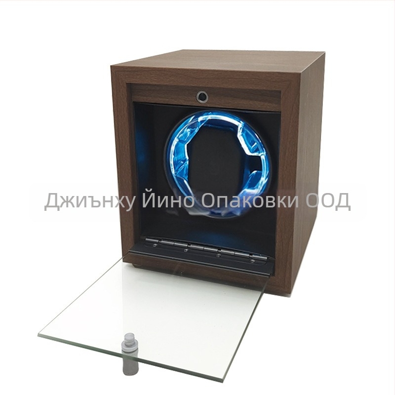 Кутия за навиване на часовници, електрическа, MDF/ABS корпус с memory foam, стъклена врата, за механични часовници