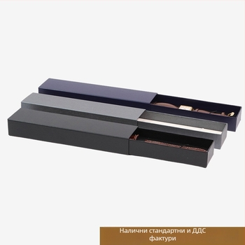 Кутия за каишки на Apple Watch – картонена и PU конструкция, горещ печат, кутия с чекмедже за опаковка, модел XJ0003, предназначена за подаръчна, обща и бижутерна опаковка