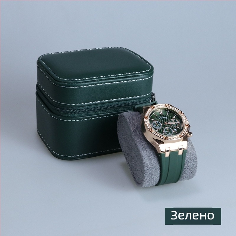 Junliyu PU кожена преносима кутия за часовник с цип – подаръчна кутия за бижута и съхранение на часовник