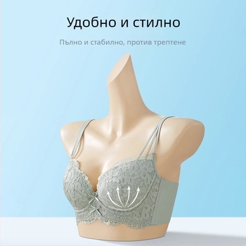 Сутиен, 3/4 чашка, тънки формовани чашки, нейлонова материя, фиксирани двойни презрамки, задни три реда закопчалки