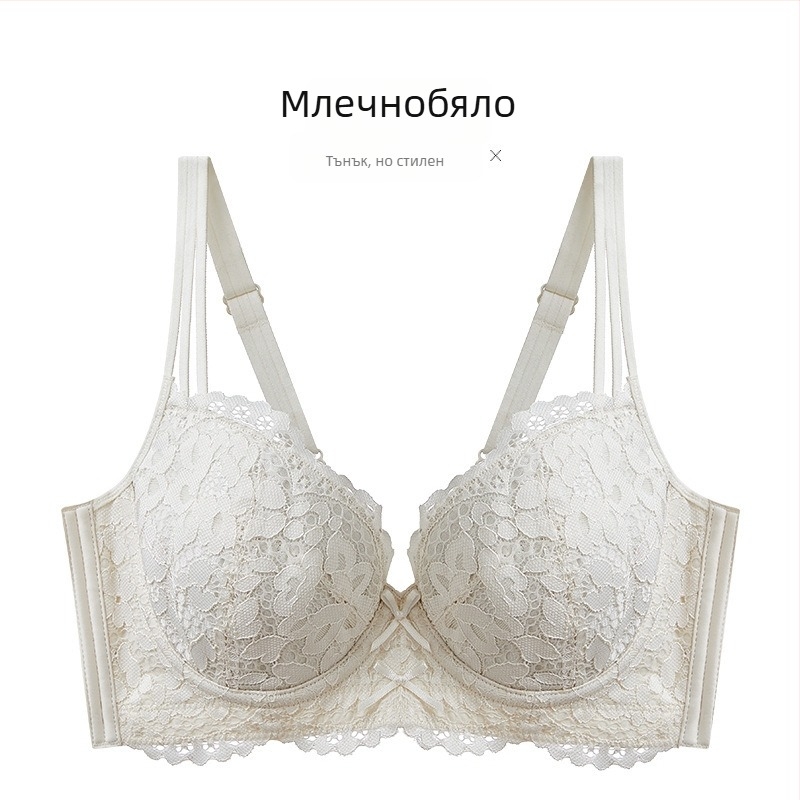 Сутиен, 3/4 чашка, тънки формовани чашки, нейлонова материя, фиксирани двойни презрамки, задни три реда закопчалки