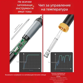 Delixi поялник за запояване с вътрешно нагряване – домашен комплект, регулируема температура, керамичен нагревател, за запояване, демонтаж на припой и пирографиране