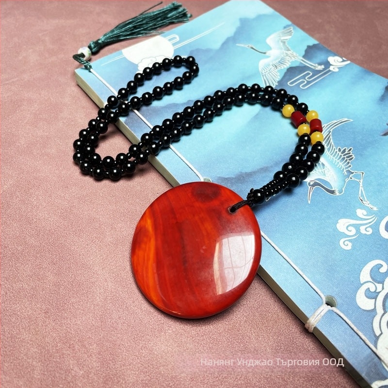 Унисексов ахатов медальон на огърлица с геометрична форма, естествен материал, VS чистота, висящ декоративен елемент