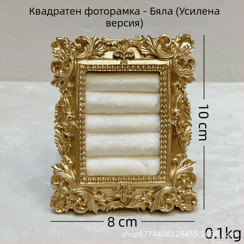 Винтидж поставка за бижута – метална конструкция, велурено покритие, квадратен дизайн, едно парче, железен художествен занаят