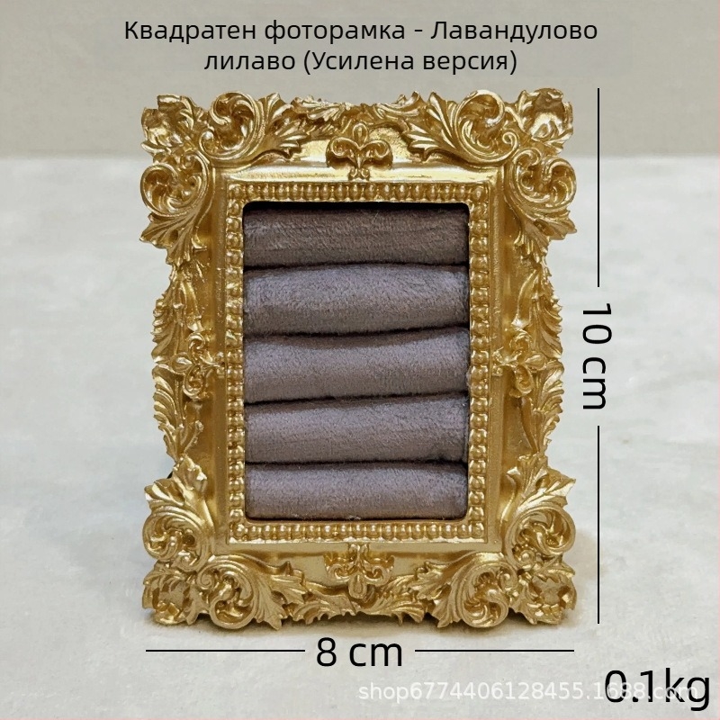 Винтидж поставка за бижута – метална конструкция, велурено покритие, квадратен дизайн, едно парче, железен художествен занаят