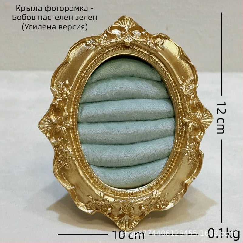 Винтидж поставка за бижута – метална конструкция, велурено покритие, квадратен дизайн, едно парче, железен художествен занаят