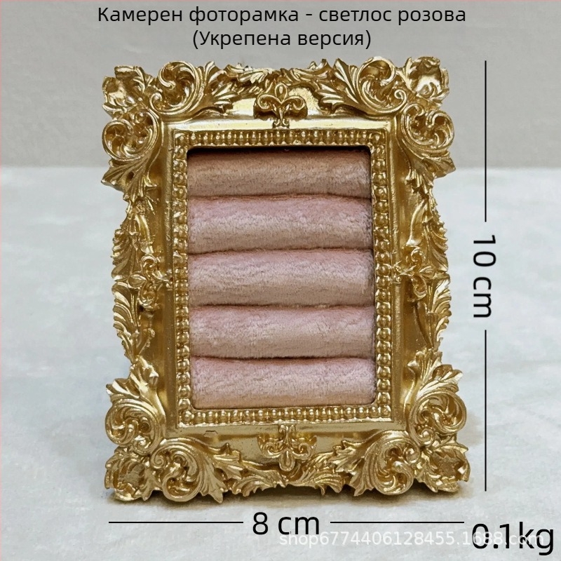 Дисплей за бижута – кадифено покритие, метална рамка, квадратен стил, едно парче, за колиета и обици