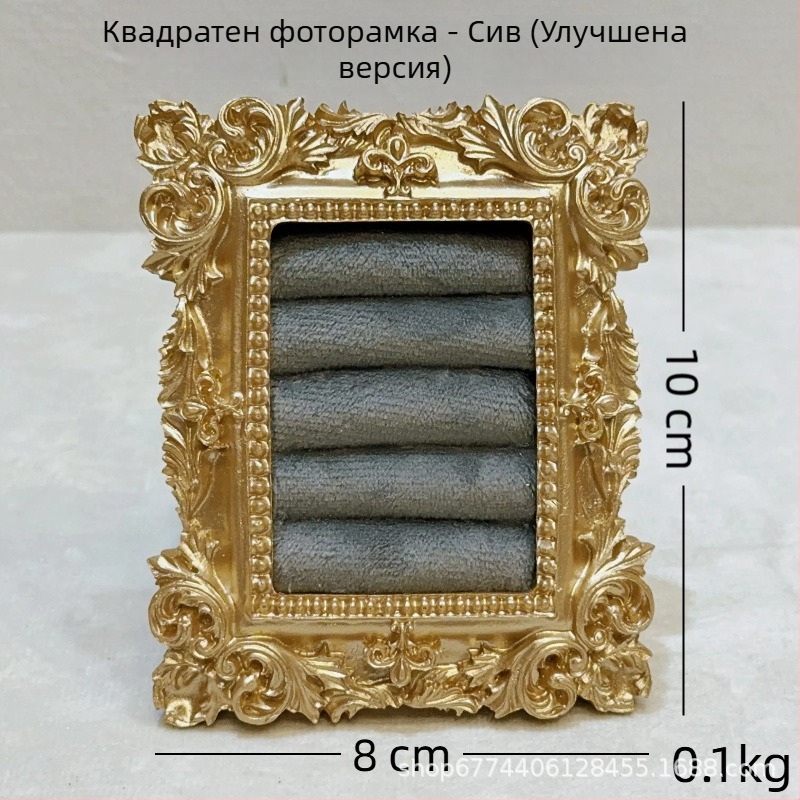 Jin xiao Дисплей за бижута - метална рамка с велурен корпус, квадратен дизайн, изработка от желязо, едночастна конструкция