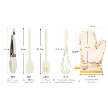 Ръкавици за печене от памук и силикон, карикатурно котенце, 5-частова комплектация, персонализируеми