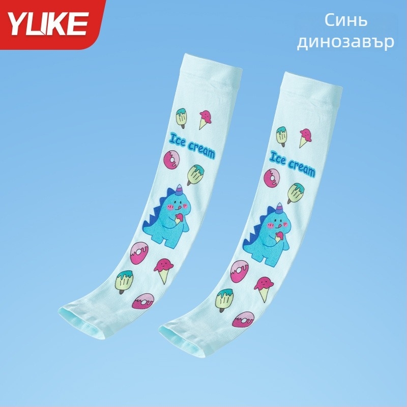 Детски външни ръкавели от найлон – унисекс, UV защита, принт със счупени цветя