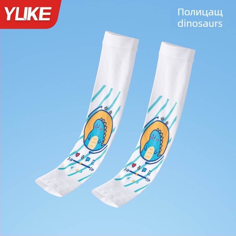 Детски външни ръкавели от найлон – унисекс, UV защита, принт със счупени цветя