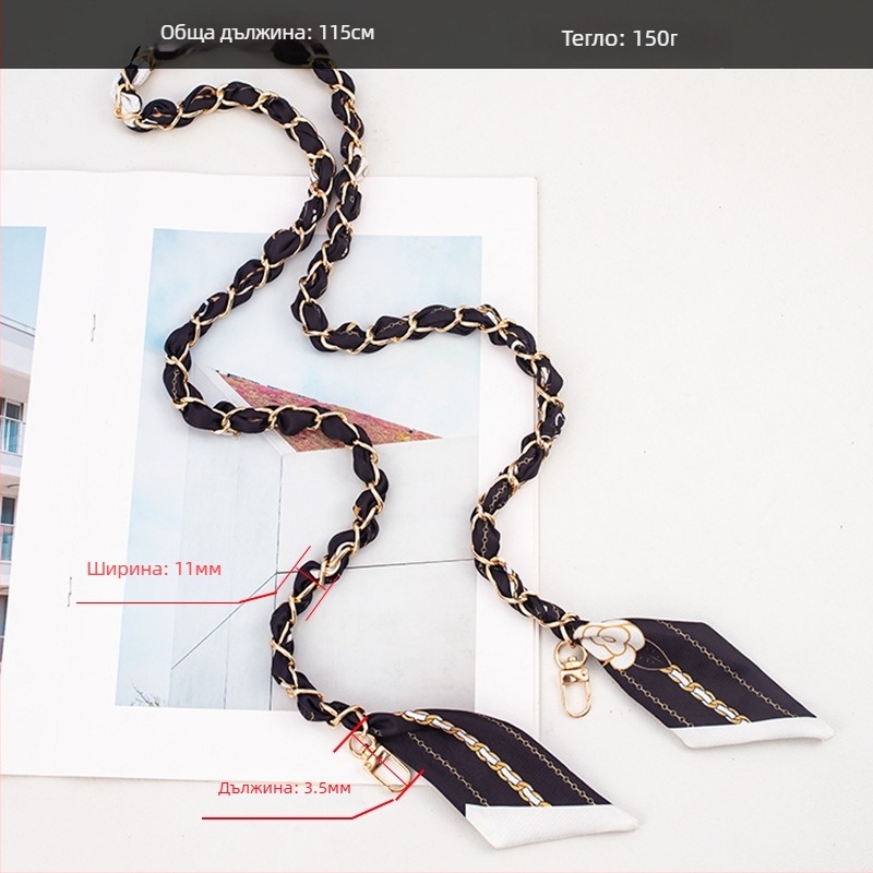 Weiqi женска метална електроплатирана плетена презрамка за телефон със полиестерно въже, дълга crossbody презрамка