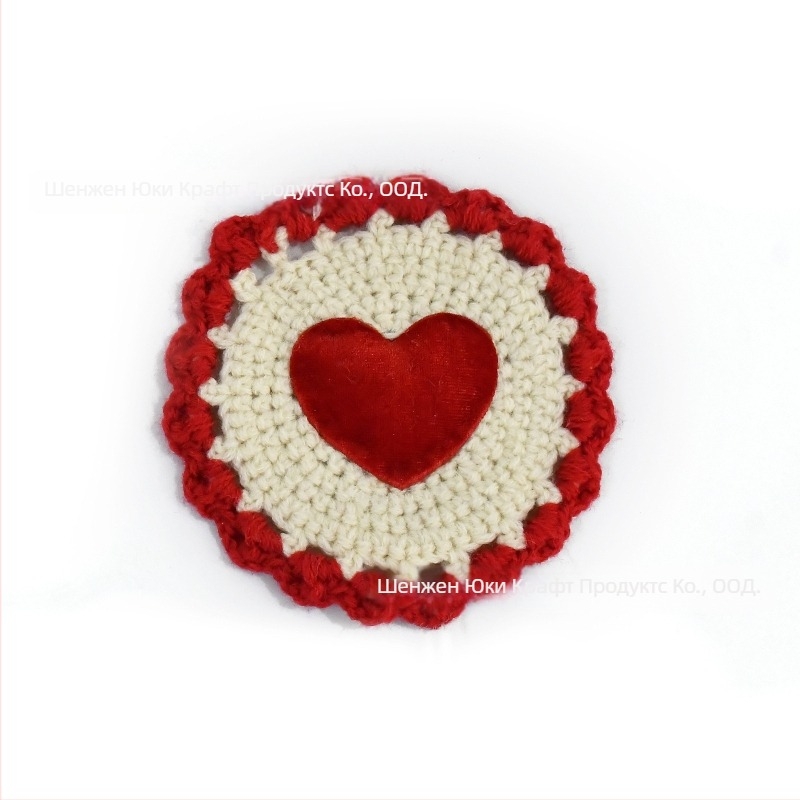 Подложка за чаши, сърцевидна форма, ръчно плетена платнена подложка, украса за помещения