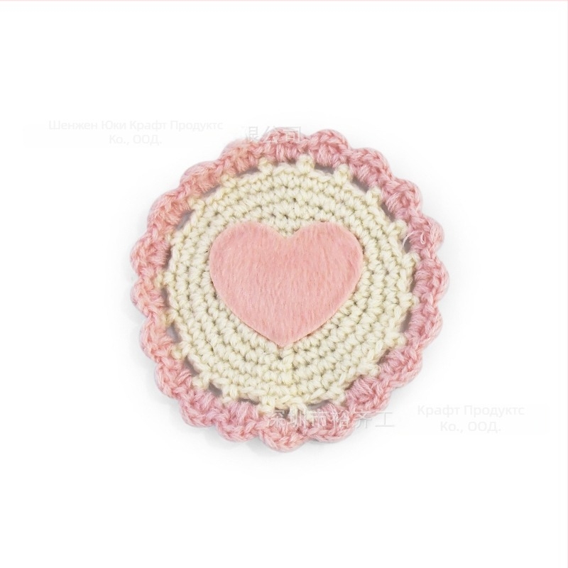 Подложка за чаши, сърцевидна форма, ръчно плетена платнена подложка, украса за помещения