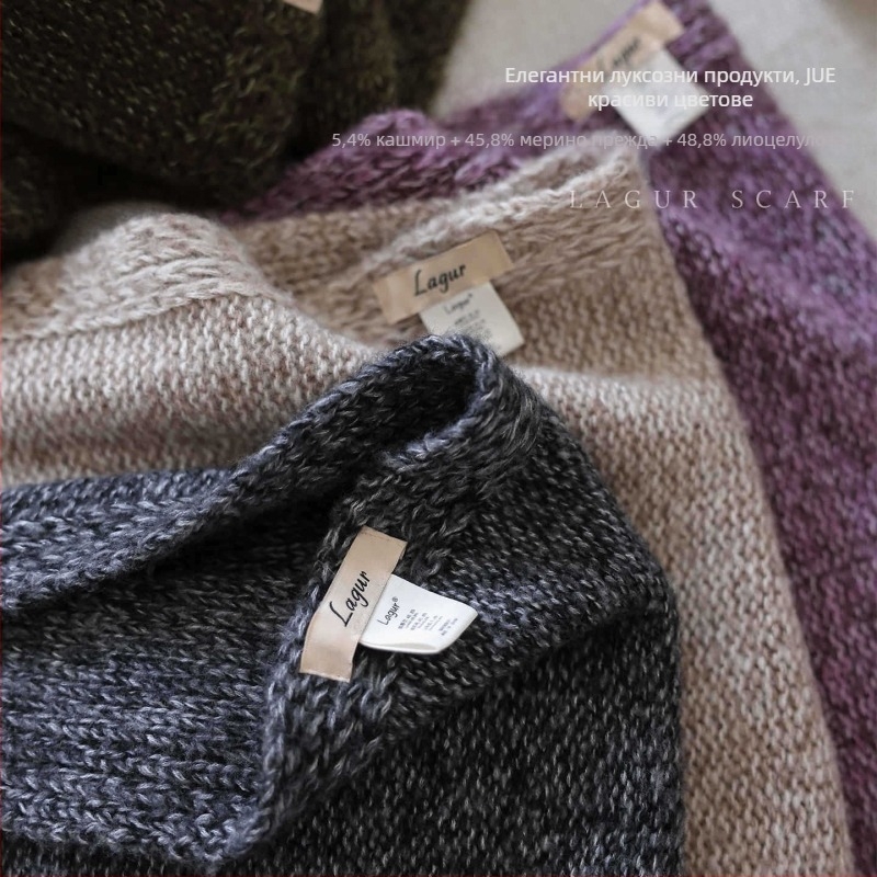 Плетен триъгълен шал, смес от кашмир, вълна и лиоцел, държи топло, зимен сезон