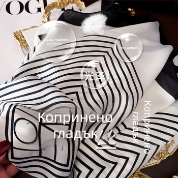 Женски квадратен шал с магнитно копче, полиестер, плоско тъкане, есенно облекло