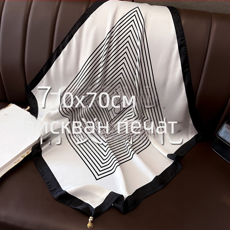 Женски квадратен шал с магнитно копче, полиестер, плоско тъкане, есенно облекло