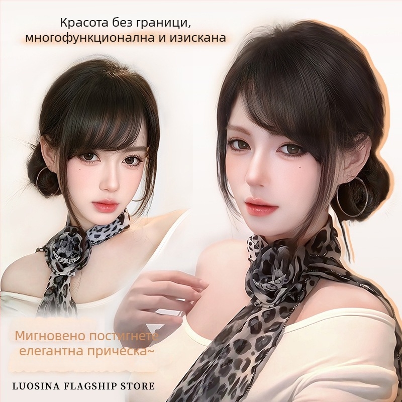 Перука с истински човешки коси, наклонени кичури, безшевна горна част, може да се боядисва и къдри, подходяща за всички форми на лице и тонове кожа