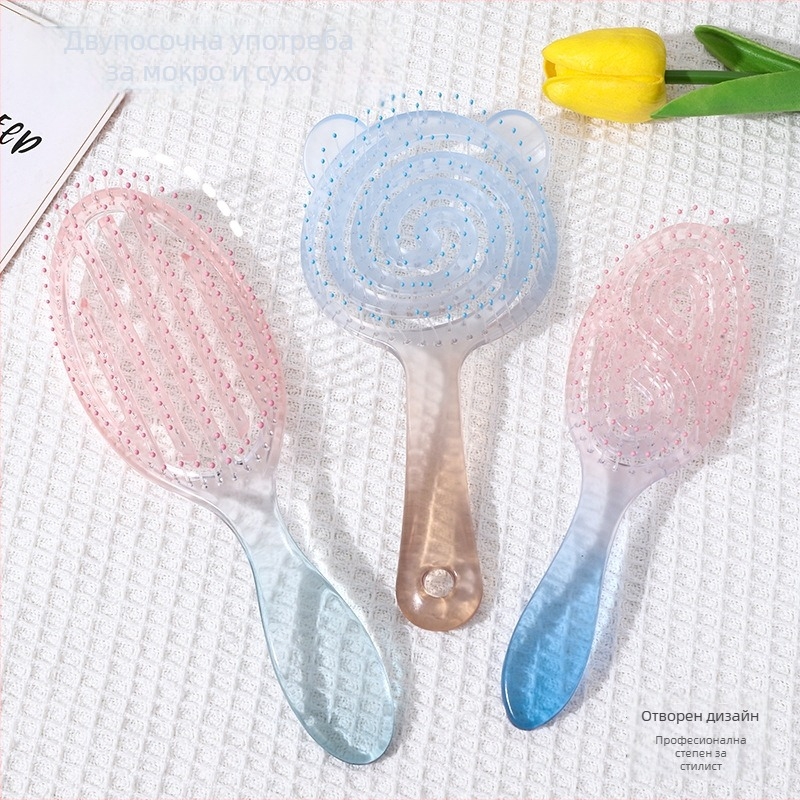 Гребен за коса за мокра и суха употреба с антистатичен масаж и дупковиден дизайн — Марка: Rousenhuo; Материал: ABS; Произход: Zhejiang; Категория: Друго; За общата популация.