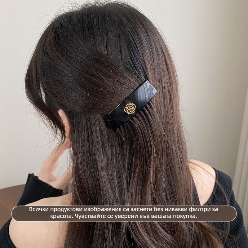 Щипка за коса с мотив камелия, U-образна, ръчна изработка, смесени материали, семпъл женски аксесоар за прически