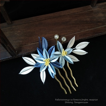 Ръчно изработена корона за коса с цветя от вълнена нишка, унисекс причесен аксесоар, кристали, античен стил