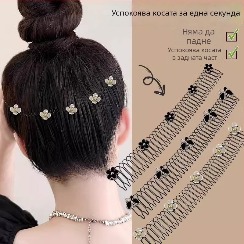 Корейски стил аксесоар за коса с камелия, метал, ръчна изработка, за възрастни и деца