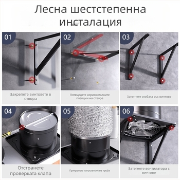 Кухненски изпускателен вентилатор (модел FD-150; монтаж: фиксиране с триъгълна скоба; мощност: 50–120 W; напрежение: 220 V; управление: механично)