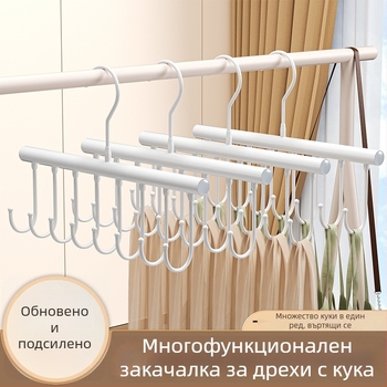 Метален държач за дрехи с множество куки — модерен минималистичен стил, повече от 3 куки, товароподемност 3–5 кг