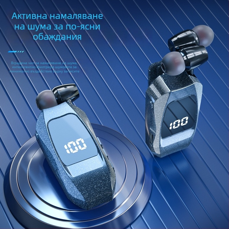 Безжични Bluetooth слушалки за яка, клип за яка, обхват 10 м, Bluetooth 5.3, водоустойчиви, цифров дисплей, живот на батерията над 8 ч