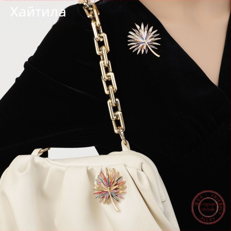 Брошка магнитна с емал слънчоглед, двоен слой, цинкова сплав, оригинален дизайн