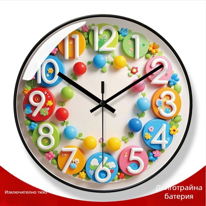 Стилен стенен часовник с ултратихо кварцов механизъм Sun movement, PVC циферблат, захранван от батерия, едностранен