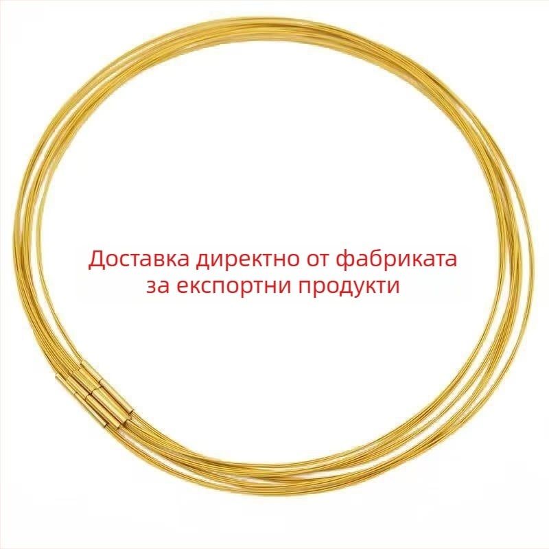 Огърлица-яка, геометрична, многослойна от неръждаема стомана със змиева верига и висулка от титиева стомана