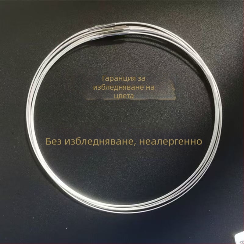 Огърлица-яка, геометрична, многослойна от неръждаема стомана със змиева верига и висулка от титиева стомана